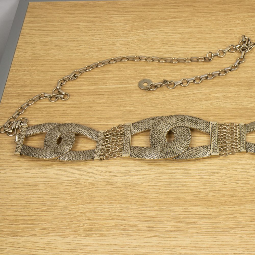 Chico's Gold Metal Chain Mesh Belt Gem